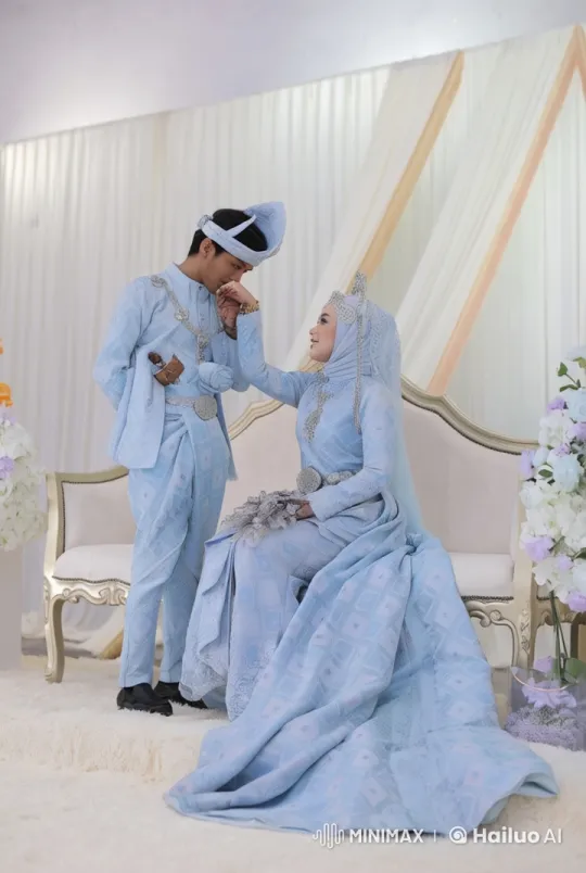 Traditional Blue Attire Couple Performs Live2D Kung Fu – AI Generated Video | Hailuo AI