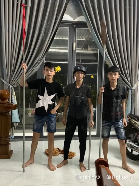 Three Boys Perform Martial Arts with Sticks – AI Generated Video | Hailuo AI