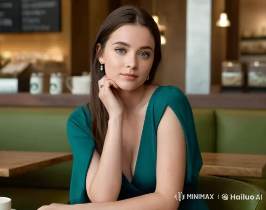 Woman Reflects and Exits a Cozy Café – AI Generated Video | Hailuo AI
