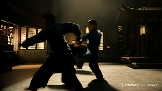 Dynamic Martial Arts Display in Atmospheric Dojo – AI Generated Video | Hailuo AI