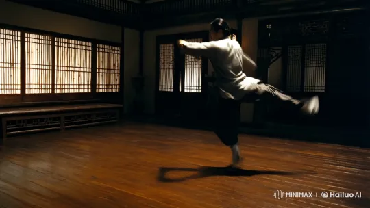 Masterful Kungfu Performance in Atmospheric Dojo – AI Generated Video | Hailuo AI