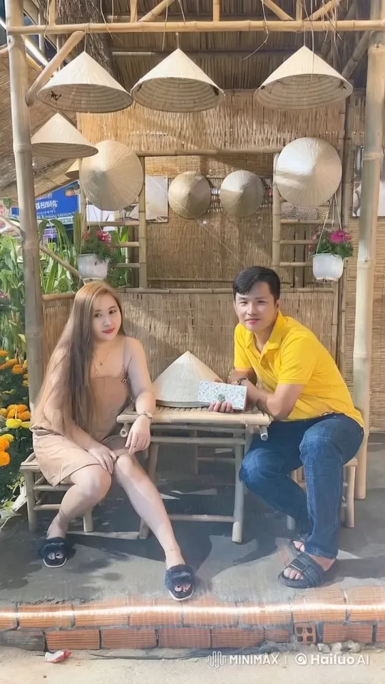 Vietnamese Couple Dancing in Festive Bamboo Setting – AI Generated Video | Hailuo AI
