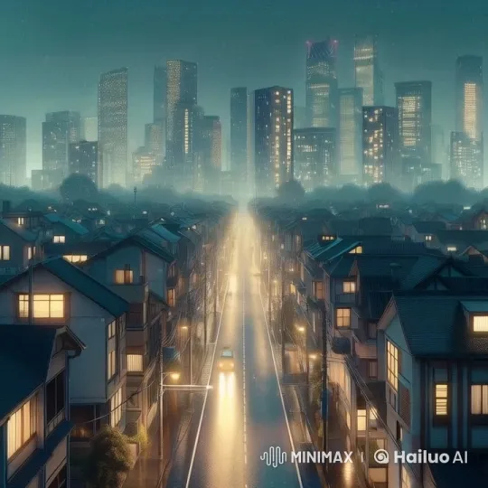 Tranquil Night Scene with Rain and City Lights – AI Generated Video | Hailuo AI