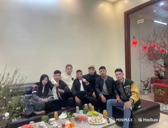 Friends Enjoy Festive Kung Fu Play-Fight in Living Room – AI Generated Video | Hailuo AI