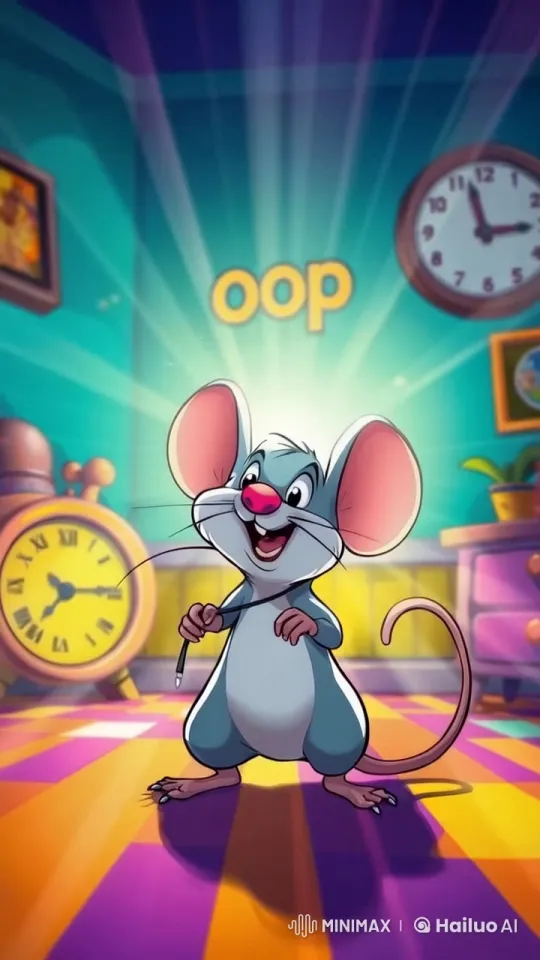 Whimsical Mouse Educator in Colorful Room – AI Generated Video | Hailuo AI