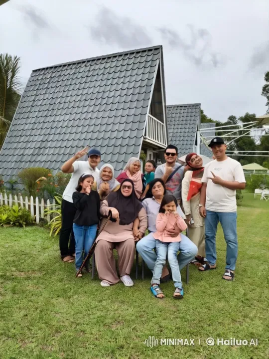 Family Frolics in Front of A-frame Houses – AI Generated Video | Hailuo AI