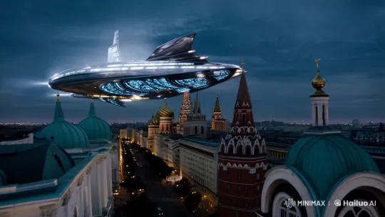 Extraterrestrial Arrival Over Historic Moscow – AI Generated Video | Hailuo AI