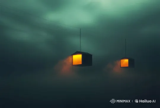 Floating Houses in a Mystical Foggy Landscape – AI Generated Video | Hailuo AI