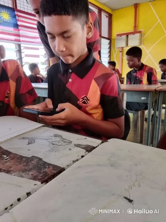 Student Engaged with Smartphone in Malaysian Classroom – AI Generated Video | Hailuo AI