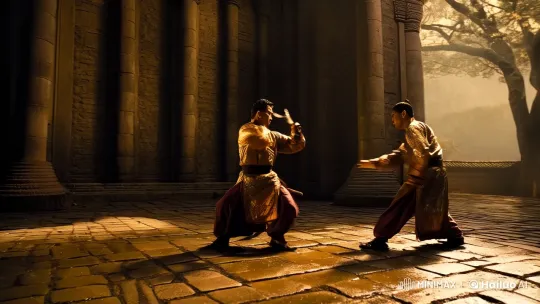 Ancient Courtyard: Aesthetic Martial Arts Duel – AI Generated Video | Hailuo AI