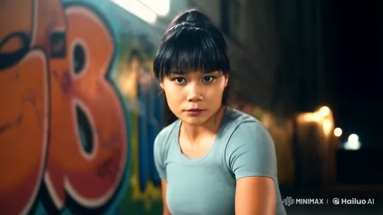 Woman in Urban Setting Showcases Athletic Fighting Skills – AI Generated Video | Hailuo AI