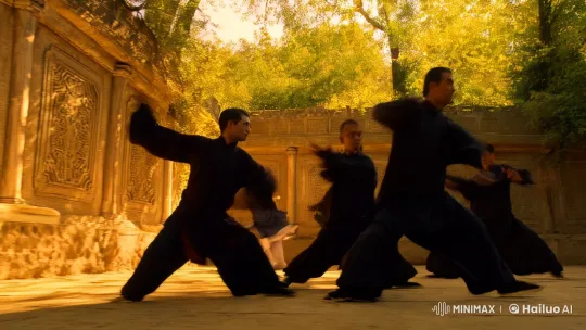 Ancient Courtyard Kungfu Display in Cinematic Elegance – AI Generated Video | Hailuo AI