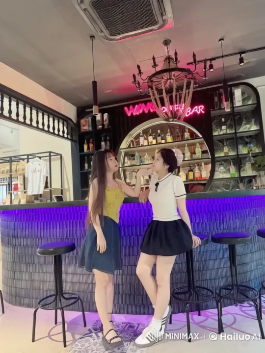 Vibrant Cocktail Bar Scene with Arguing Women – AI Generated Video | Hailuo AI