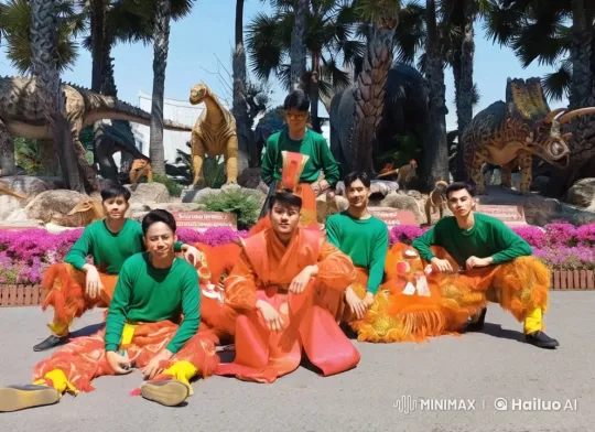 Brightly Costumed Performers Demonstrate Muay Thai in Scenic Setting – AI Generated Video | Hailuo AI