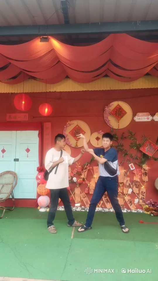 Festive Friends Engage in Playful, Comical Fight – AI Generated Video | Hailuo AI