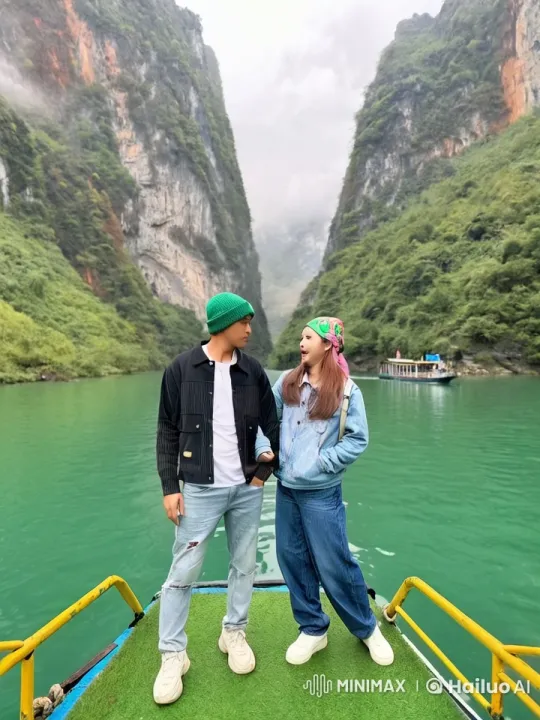 Kung Fu Battle on a Rocking Boat Amidst Scenic Mountains – AI Generated Video | Hailuo AI