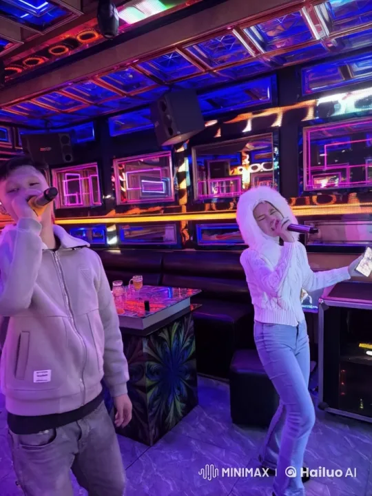 Karaoke Night: Friends Singing in a Neon Bar – AI Generated Video | Hailuo AI