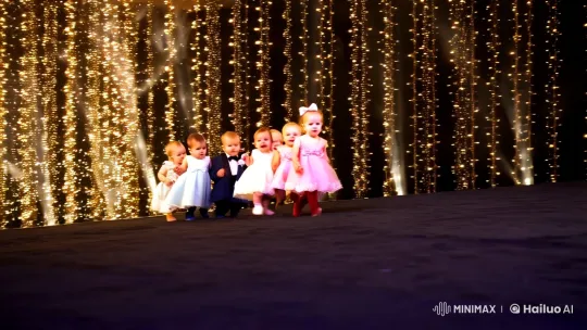 Magical Toddler Fashion Show with Chic Mini Tuxedos and Dresses – AI Generated Video | Hailuo AI