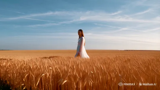 Isolated Serenity: A Young Woman in Golden Wheat Fields – AI Generated Video | Hailuo AI
