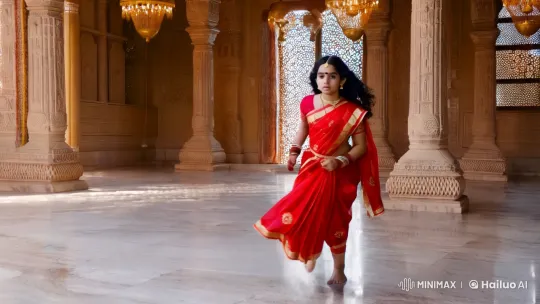 Young Indian Maid in Grand Palace Cinematic Scene – AI Generated Video | Hailuo AI
