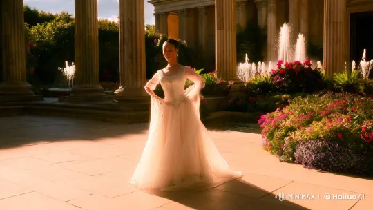 Sunlit Dance: Aesthetic Grace in Grand Courtyard – AI Generated Video | Hailuo AI