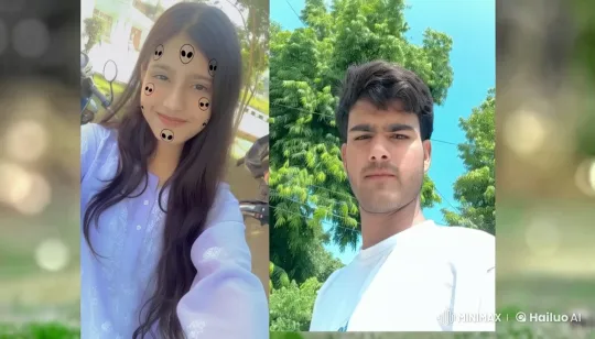 Live2D Animation: Young Pair Takes Selfie Outdoors – AI Generated Video | Hailuo AI
