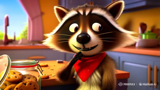 Rico the Raccoon: Mischievous Charm on the Kitchen Table – AI Generated Video | Hailuo AI