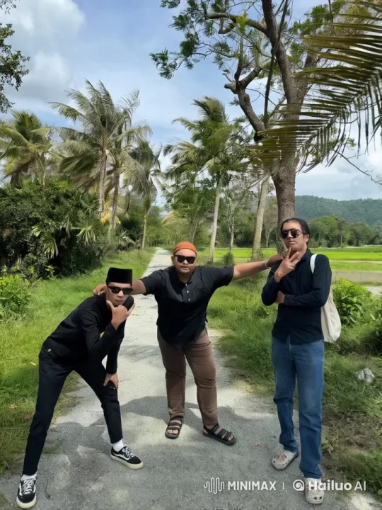 Three Individuals Practicing Kung Fu on a Scenic Path – AI Generated Video | Hailuo AI