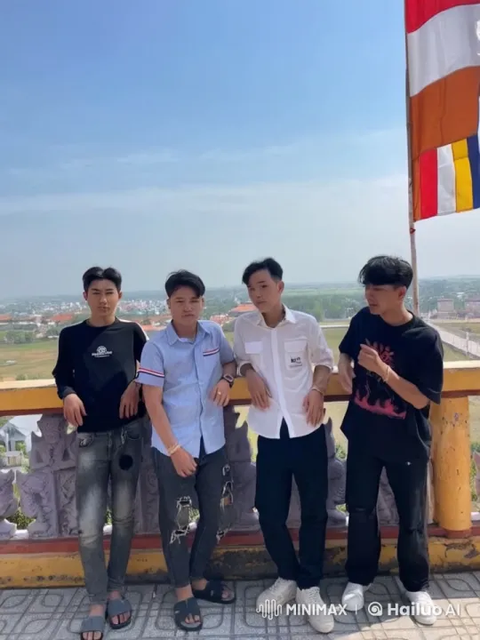 Four Young Men Perform Dynamic Kung Fu on Outdoor Terrace – AI Generated Video | Hailuo AI