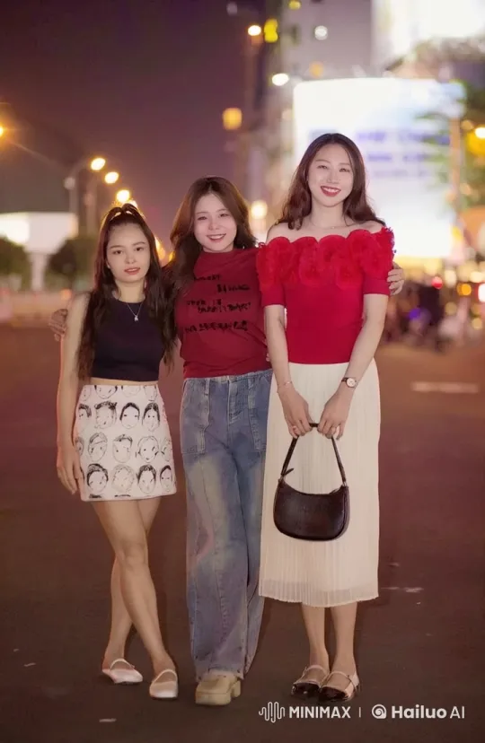 Nighttime Street Kung Fu Performance by Three Friends – AI Generated Video | Hailuo AI