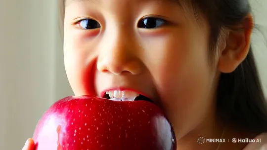 Asian Girl Reacts to Sour Apple Taste – AI Generated Video | Hailuo AI