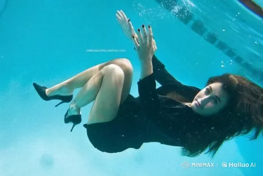 Woman Floats Serenely in Underwater Pool – AI Generated Video | Hailuo AI