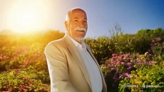 Elderly Man Dances Gracefully in Celestial Garden – AI Generated Video | Hailuo AI