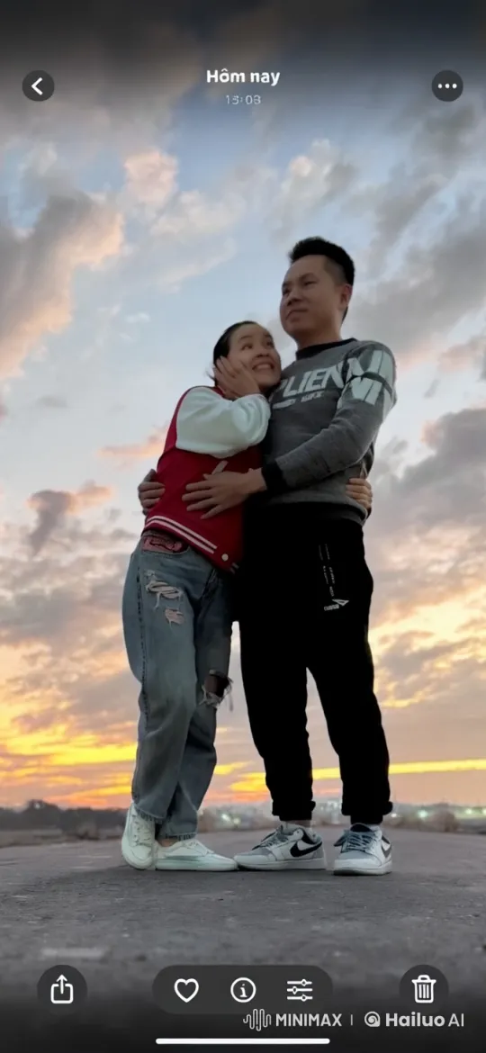 Couple's Sunset Kung Fu Fight with Dramatic Sky – AI Generated Video | Hailuo AI