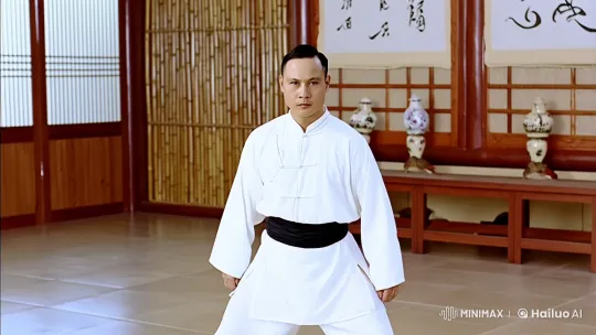 Kung Fu Practitioner Training in Serene Dojo – AI Generated Video | Hailuo AI