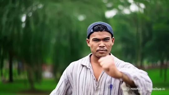Young Man Practicing Kung Fu in Serene Park – AI Generated Video | Hailuo AI