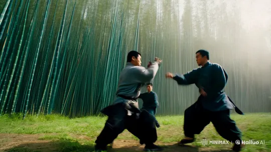 Martial Arts Battle in Bamboo Forest: Aesthetic Fight Scene – AI Generated Video | Hailuo AI