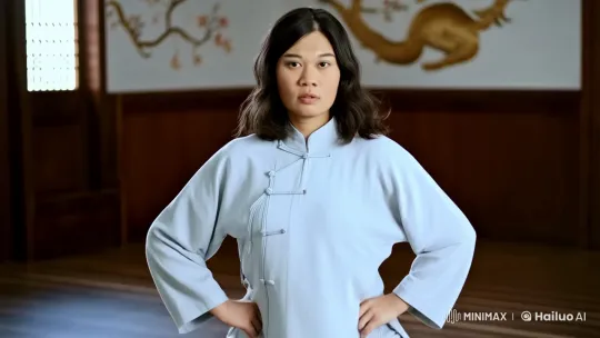 Woman Practices Kung Fu in Serene Dojo – AI Generated Video | Hailuo AI