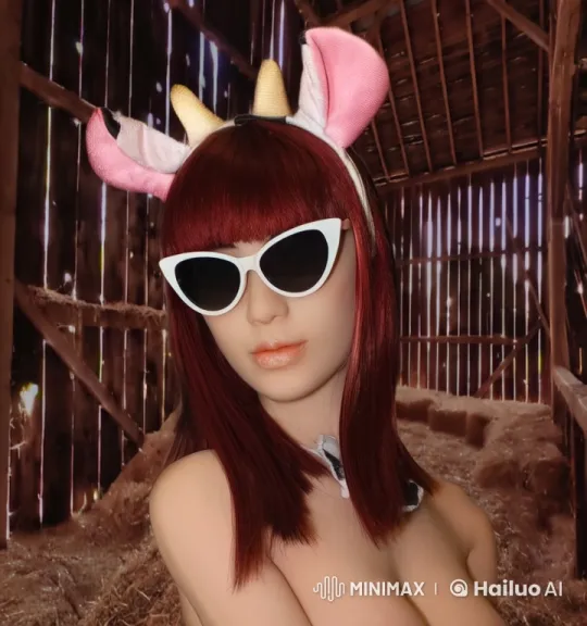 Woman in Deer Headband Smiles in Rustic Barn Setting – AI Generated Video | Hailuo AI