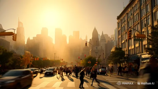 Chance Encounter: Artists Connect in City's Morning Symphony – AI Generated Video | Hailuo AI