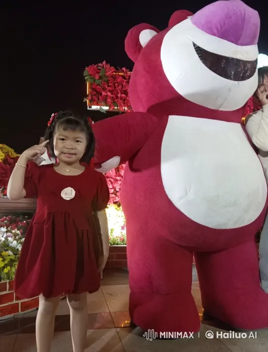 Nighttime Festival: Girl and Bear's Playful Kung Fu – AI Generated Video | Hailuo AI