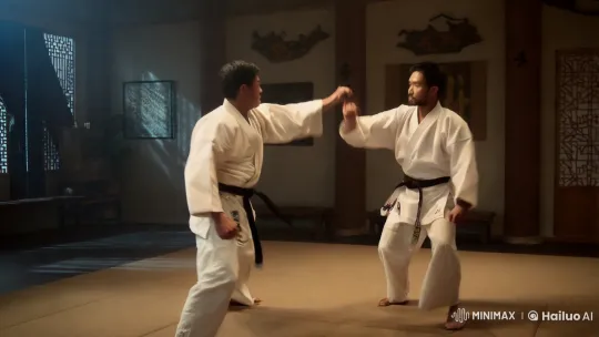 Choreographed Martial Arts Display in Serene Dojo Setting – AI Generated Video | Hailuo AI