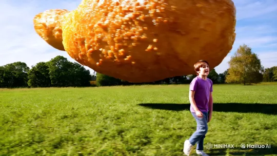 Colossal Chicken Nugget Falls in Surreal Childhood Scene – AI Generated Video | Hailuo AI