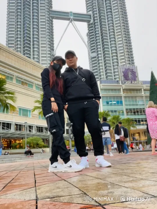 Couple Performs Synchronized Kung Fu in Front of Petronas Towers – AI Generated Video | Hailuo AI