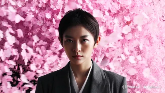 Mesmerizing Sakura Animation Envelops Staring Character – AI Generated Video | Hailuo AI