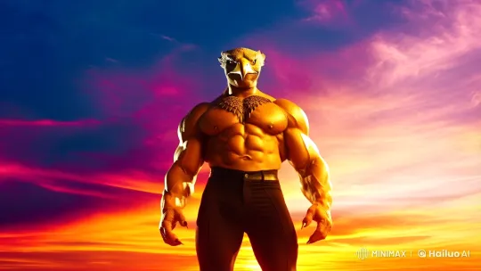 Eagle-Human Hybrid Stands Majestic in Dramatic Sunset – AI Generated Video | Hailuo AI