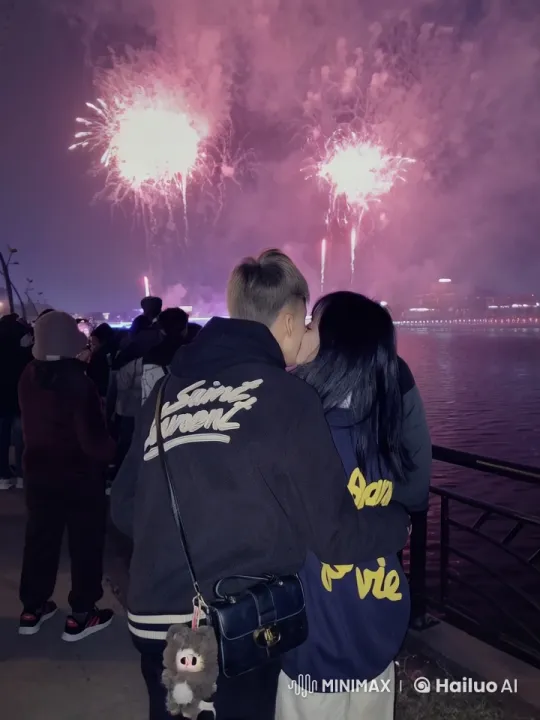 Couple Kisses, Then Engages in Kung Fu During Fireworks Festival – AI Generated Video | Hailuo AI