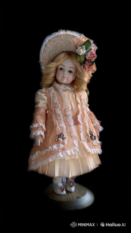 Vintage Doll Waltzes Gracefully by Festive Christmas Tree – AI Generated Video | Hailuo AI