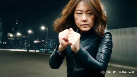 Urban Alleyway Fight Scene with Determined Woman – AI Generated Video | Hailuo AI