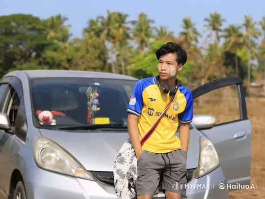 Young Man Relaxing by Tropical Car with Animations – AI Generated Video | Hailuo AI